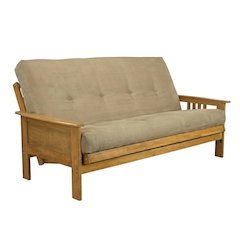 Gray polyester futon with sturdy frame for versatile living space