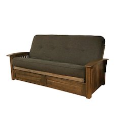 Dark Gray Fabric Futon with Sturdy Frame and Comfortable Mattress