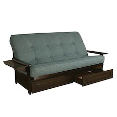 Dark Espresso Futon Bed with Mattress and Wooden Frame for Living Room