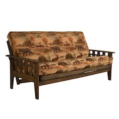 Twin Futon Sofa Bed with Wooden Frame, Versatile Design