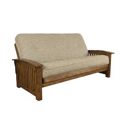 Gray Polyester Futon with Hinged Spring Mattress, HD Foam