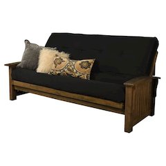Washington Queen Frame-Rustic Walnut Finish-Suede Black Mattress