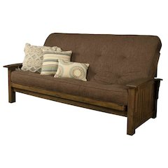 Washington Queen Frame-Rustic Walnut Finish-Linen Cocoa Mattress