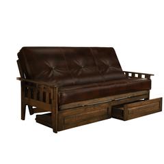 Tucson Frame-Rustic Walnut Finish-Oregon Trail Java Mattress-Storage Drawers