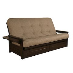 Espresso Futon Frame with Comfortable Mattress and Modern Design