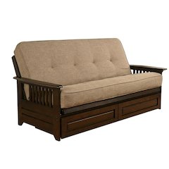 Modern Neutral Fabric Futon with Sturdy Polyester Frame