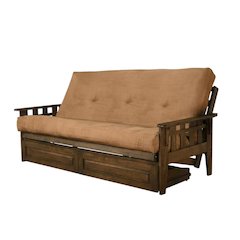 Cotton-Feel Polyester Futon with Sturdy Frame for Lounge and Guest Use