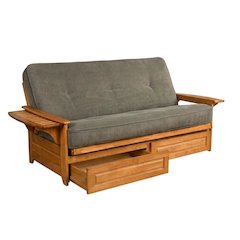 Dark Gray Polyester Futon with Sturdy Frame for Lounge and Guest Room