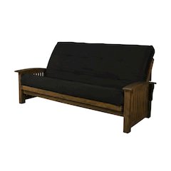 Rustic Walnut Futon with Black Secondary Accent for Lounge and Guest Rooms