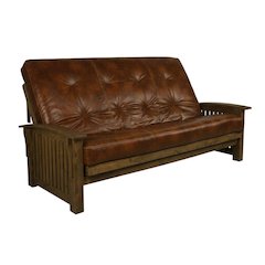 Rustic Walnut Futon with Light Brown Secondary Accent and Comfortable Mattress
