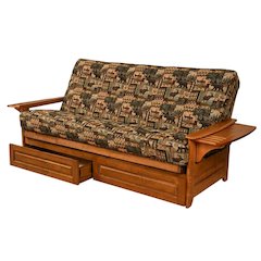 Neutral Fabric Futon with Comfortable Mattress and Sturdy Frame