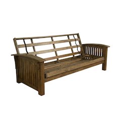 Rustic Walnut Futon with Sturdy Frame and Comfortable Seating