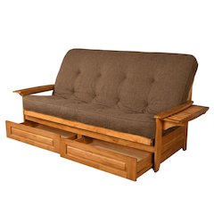 Fold-Out Futon Bed with Butternut Frame, 86-Inch Length for Living Room