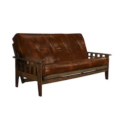Multi-Functional Fabric Futon with Leather Accents for Cozy Living