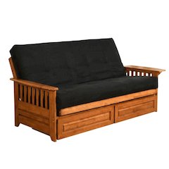 Rectangular Fabric Futon in Neutral Color with Comfortable Upholstery