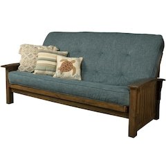 Washington Frame-Rustic Walnut Finish-Linen Aqua Mattress