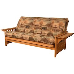 Gray Fabric Futon with Polyester-Cotton Blend and Sturdy Frame