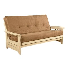 Vintage-style fabric futon with polyester covering and sturdy frame