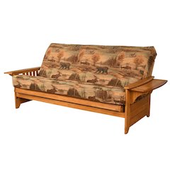 Luxurious Gray Fabric Futon with Polyester-Cotton Blend Frame