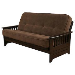 Convertible futon with comfortable polyester fabric and sturdy frame