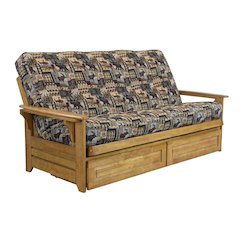Modern Gray Fabric Futon with Polyester-Cotton Blend Frame