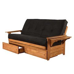 Futon with Polyester Fabric and Sturdy Frame, Cozy Sleeper for Living Room