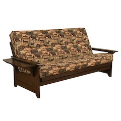 Foldable Fabric Futon Bed with Polyester-Cotton Cover and Sturdy Frame