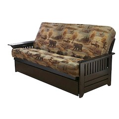 Spacious Fabric Futon in Polyester-Cotton Blend with Sturdy Frame