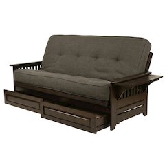 Fold-Out Fabric Futon with Polyester Cover and Sturdy Frame for Lounge