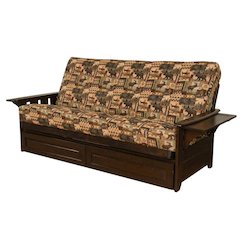 Gray Fabric Futon with Polyester Cotton Blend and Wooden Frame