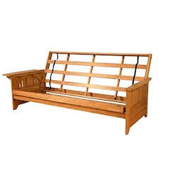 Gray Futon with Espresso Frame and Comfortable Seating for Living Rooms