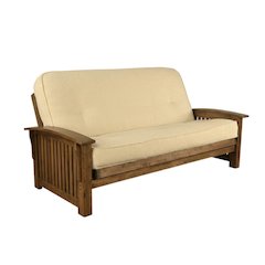 Cream Polyester Futon with Hand Tufted Mattress and High-Density Foam