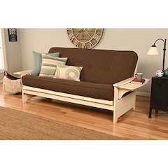 Brown Polyester Futon with Hinged Spring Mattress, HD Foam