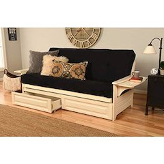 Phoenix Frame-Antique White Finish-Suede Black Mattress-Storage Drawers