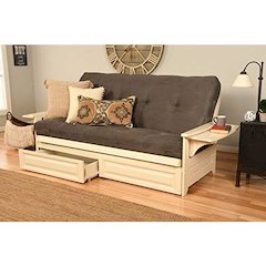 Phoenix Frame-Antique White Finish-Suede Gray Mattress-Storage Drawers