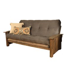 Washington Frame-Rustic Walnut Finish-Suede Gray Mattress