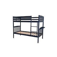Twin over Twin Bunk Bed with Tray, Twin, Navy Blue (Mattresses Not Included)