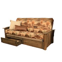 Washington Frame-Rustic Walnut  Finish-Canadian Mattress-Storage Drawers