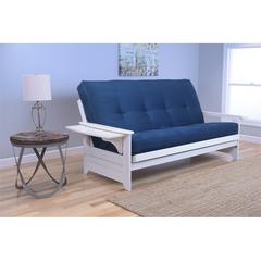 Phoenix Frame-Antique White Finish-Suede Navy Mattress