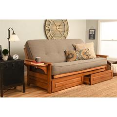 Phoenix Frame-Barbados Finish-Linen Stone Mattress-Storage Drawers