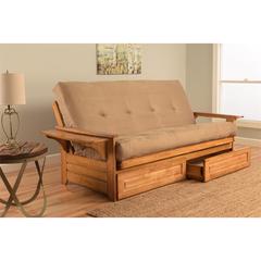 Phoenix Frame-Butternut Finish-Suede Peat Mattress-Storage Drawers