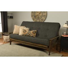 Tucson Queen Frame-Rustic Walnut Finish-Linen Charcoal Mattress