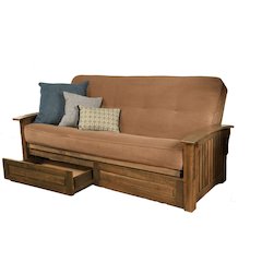 Washington Frame-Rustic Walnut Finish-Marmont Mocha Mattress-Storage Drawers