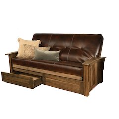 Washington Frame-Rustic Walnut Finish-Oregon Trail Java Mattress-Storage Drawers