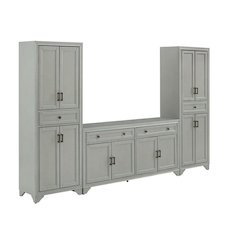 3-Piece Entertainment Center with Sideboard and Storage Pantries