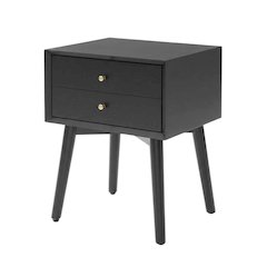 Wooden Nightstand with MDF and Poplar Veneer Finish for Modern Bedroom Style