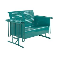 Turquoise Outdoor Loveseat Glider with Anti-Tip Hardware and Durable Frame