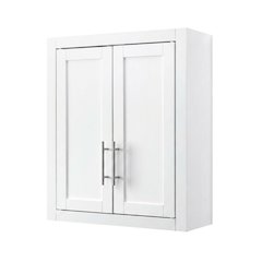 White Wall-Mount Storage Cabinet, MDF Birch Veneer, 22 Inch Wide