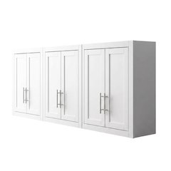 White 3-Piece Wall Storage Cabinet Set, MDF Birch Veneer