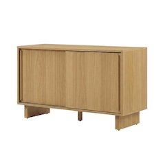 Medium Record Player Cabinet in Cherry Finish with Vinyl Storage and Shelf